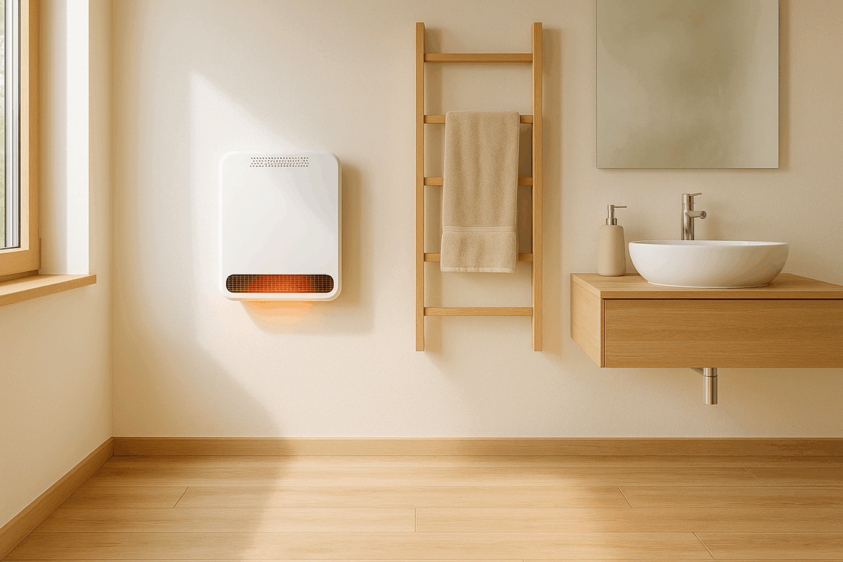 Chauffage électrique économique dans salle de bain contemporaine
